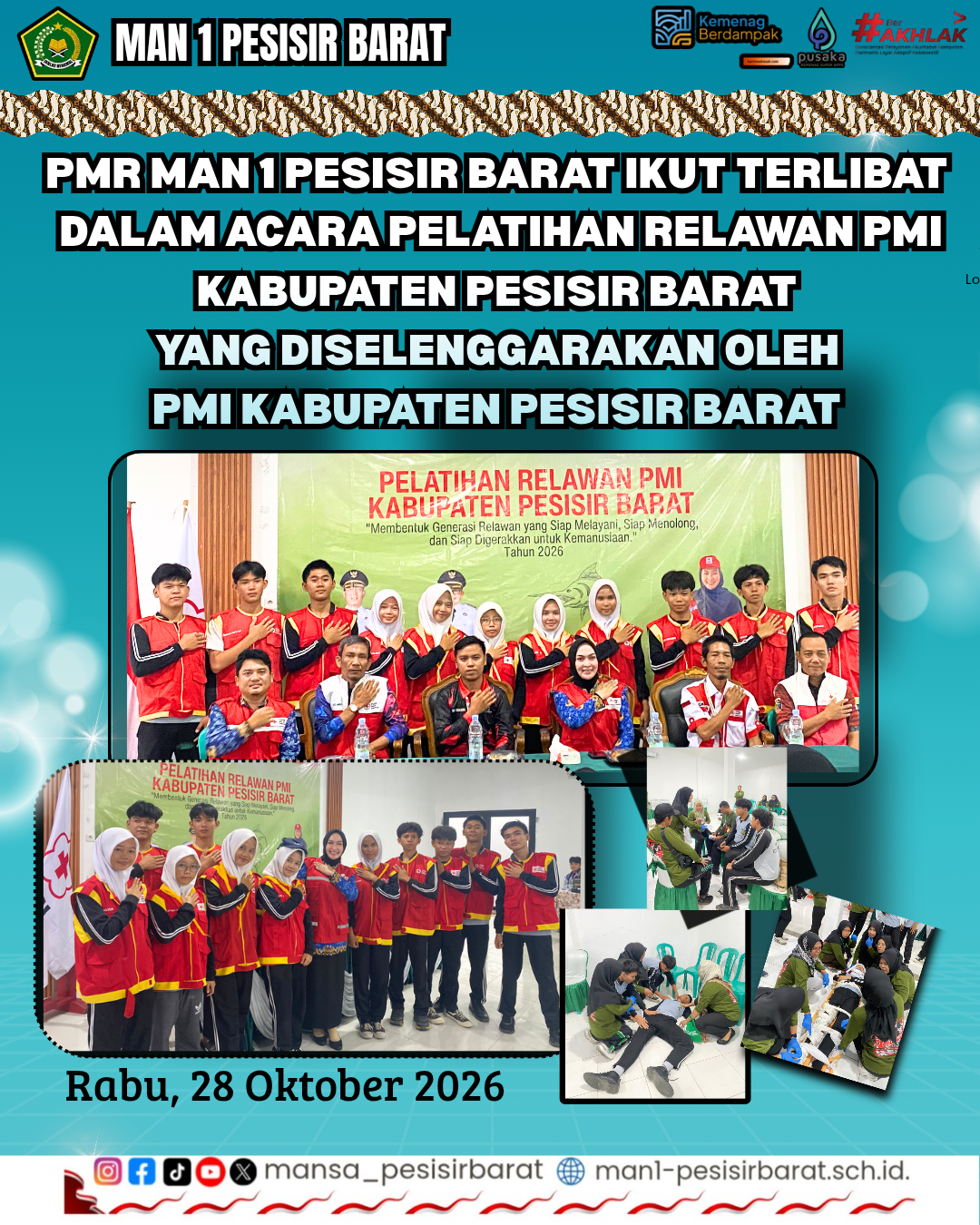 PMR MAN 1 Pesisir Barat Ikuti Pelatihan Relawan PMI Kabupaten Pesisir Barat Tahun 2026